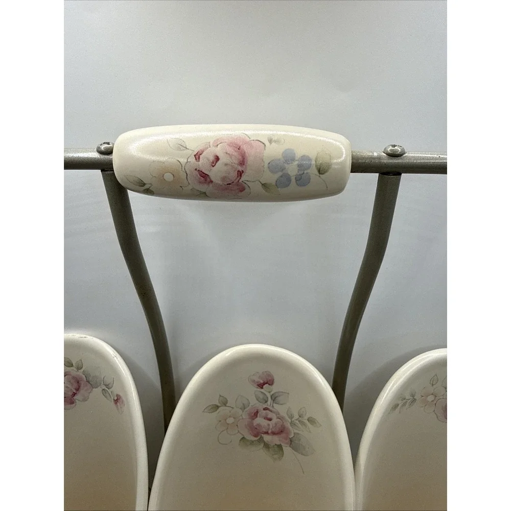 Pfaltzgraff TEA ROSE Flatware Caddy Silverware Utensil Holder With Stand.